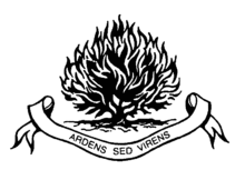 The burning bush is a common symbol used by Presbyterian churches; here as used by the Presbyterian Church in Ireland. The Latin inscription underneath translates as "burning but flourishing". Alternative versions of the motto are also used, such as "Nec Tamen Consumebatur" (yet not consumed). Burning-Bush-1.gif