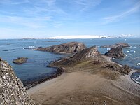 Devils Point and Hell Gates, with Morton Strait and Snow Island in the background, and Smith Island on the right horizon