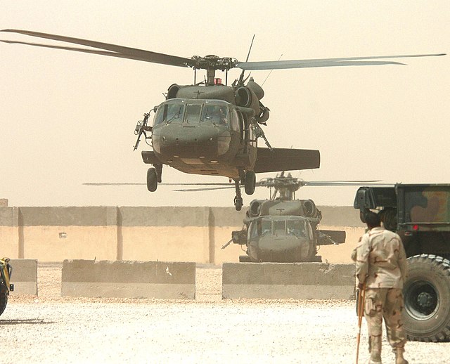 UH-60s equipped with M60 machine guns near An Najaf, Iraq, May 2005.