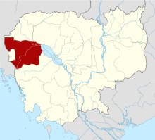 Map of Cambodia highlighting Battambang Province