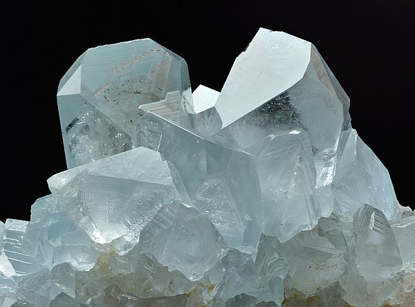 Clear grey-blue celestine crystals