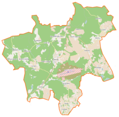 Mapa konturowa gminy Cewice, blisko centrum u góry znajduje się punkt z opisem „Maszewo Lęborskie”