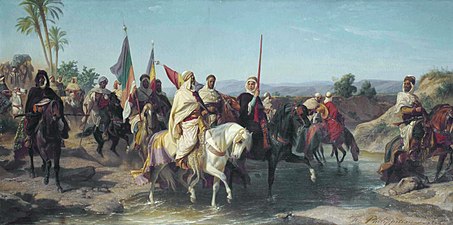 Portraits présumés du Chérif Boubaghla et de Lalla Fatma n'Soumer conduisant l'armée révolutionnaire (1866), Alger, palais d'El Mouradia.