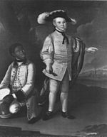 Charles Calvert, eldest son of Benedict Swingate Calvert, painted by John Hesselius in 1761, accompanied by a slave boy Charles Calvert crop.jpg