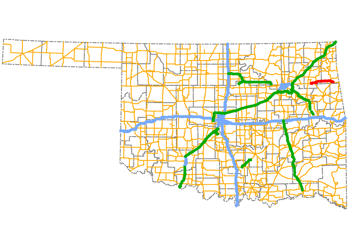 Toll Roads In Oklahoma Map File:Cherokee turnpike path.png   Wikimedia Commons