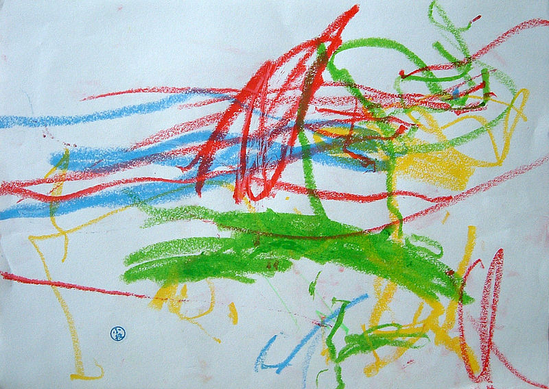 Early scribbles.^[[Image](https://commons.wikimedia.org/wiki/File:Child_scribble_age_1y10m.jpg) by [Wikimedia]() is licensed under [CC BY-SA 3.0]()]
