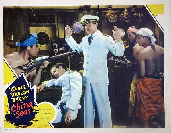 Lobby card with Gable at gunpoint