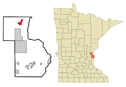 Location of Rush City within Chisago County, Minnesota