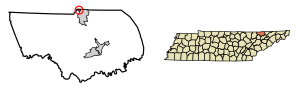 Miniatuur voor Bestand:Claiborne County Tennessee Incorporated and Unincorporated areas Cumberland Gap Highlighted 4718880.svg