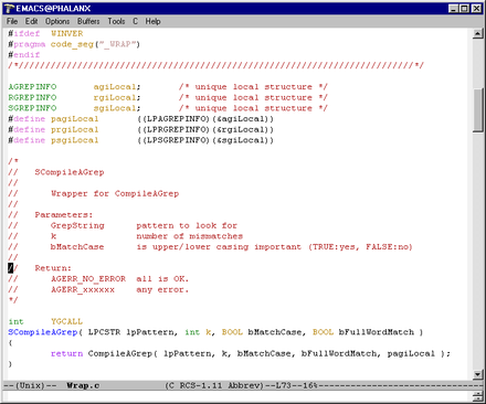 Editing C source code in GNU Emacs