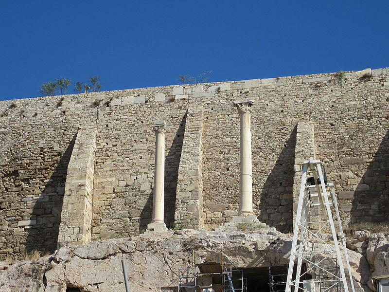 File:Corinthian columns above the Choragic Monument of Thrasyllos.jpg