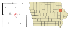 Delaware County Iowa Incorporated and Unincorporated areas Delaware Highlighted.svg