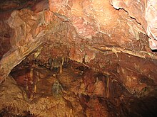 Die Decke der Tropfsteinhöhle Kents Cavern in Torquay (England).jpg