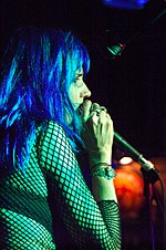 45 Grave vocalist Dinah Cancer in 2007 Dinah Cancer 45 Grave Blue Cafe Long Beach 3.jpg