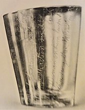 The Brownhill Inn engraved tumbler. Drinking glass engraved by Robert Burns. Owned by Sir Walter Scott.jpg