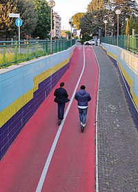 Electric motor scooters on a bike path at cesena.jpg