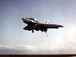 VF-143 F9F-6 lands on USS Kearsarge in 1953 F9F-6 of VF-143 landing on USS Kearsarge (CVA-33) 1953.jpg