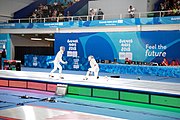 Deutsch: Fechten bei den Olympischen Jugend-Sommerspielen 2018: Tag 1, 7. Oktober 2018, Jungen, Säbel, Kampf um Bronze - Mazen Elaraby (EGY) - Robert Vidovszky (USA) 15:10 English: Fencing at the 2018 Summer Youth Olympics at 7 October 2018 – Boys' sabre Bronze medal match – Mazen Elaraby (EGY) Vs Robert Vidovszky (USA) 15:10