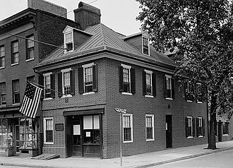 The Flag House in 1936 Flag House, 844 East Pratt & Albemarle Streets (Baltimore, Independent City, Maryland).jpg