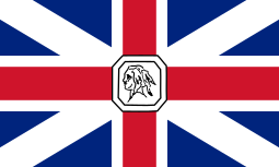 Ortasında beyaz Kızılderili kafalı Union Jack