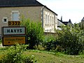 Flaignes-Havys (Ardennes) city limit sign Havys.JPG