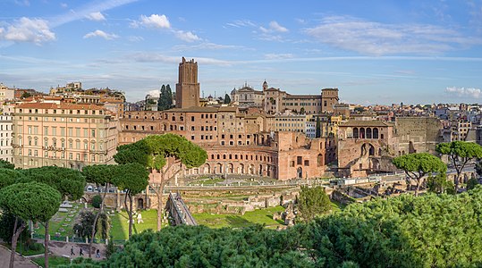View of the Trajan's Forum from the Altare della Patria in Rome.