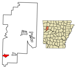 Location of Charleston in Franklin County, Arkansas.