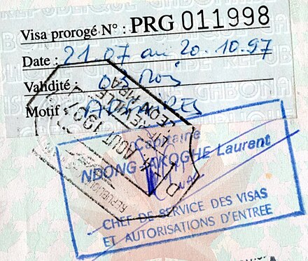 Gabon visa extension and exit stamp