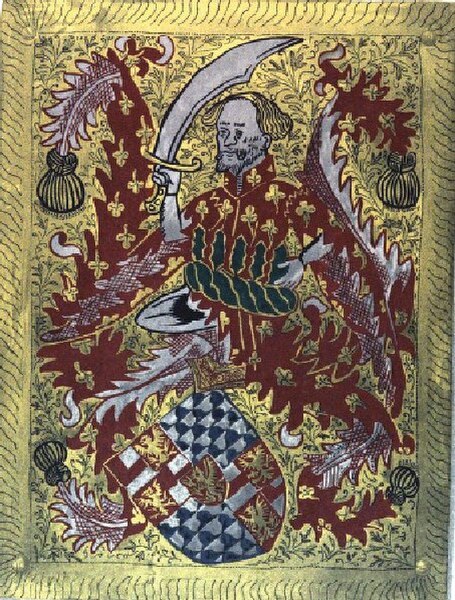 Sir Richard Woodville depicted on the Order of the Garter Stall Plate in St. George’s Chapel, Windsor