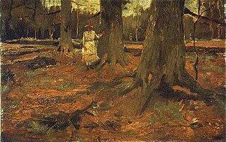 <i>Girl in White in the Woods</i> Painting by Vincent van Gogh