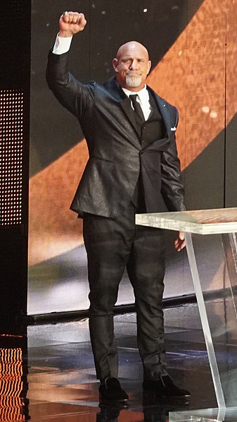 Goldberg being inducted into the WWE Hall of Fame in April 2018