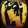 Imagen decorativa de un jarrón griego empleada en la portada del LP Musique de la Grèce Antique.