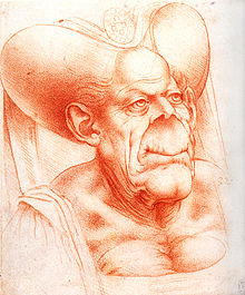 Grotesque Head, Leonardo da Vinci. Red chalk on paper, 17.2 x 14.3 cm Grotesque Head.jpg