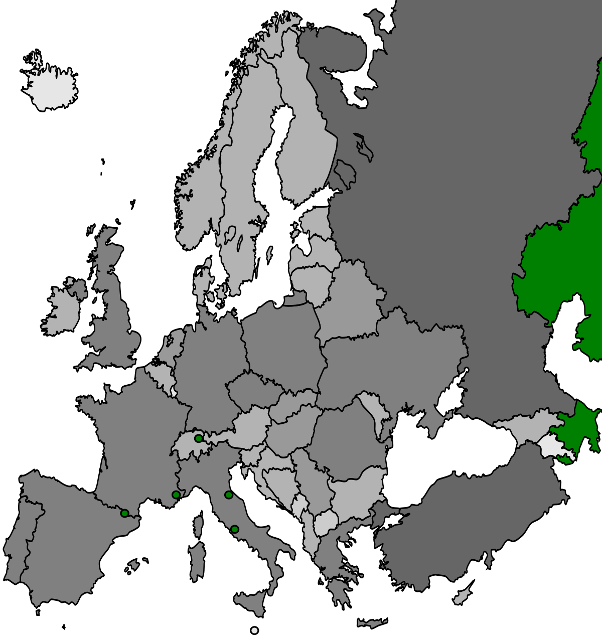 Карты 2009 года. Map of Europe without names. Europe 2009.