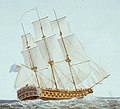 HMS Ajax(1798) an Ajax-class ship of the line that served in the Napoleonic Wars. HMS Ajax is a Third-rate ship which formed the majority of the Royal Navy's ships of the line at that time. Ships of the line were the main ships used in naval battles at the time.