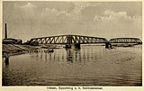 De Velserspoorbrug over het Noordzeekanaal; circa 1930.