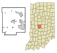 Comitatul Hendricks Indiana Zonele încorporate și necorporate Clayton Highlighted.svg