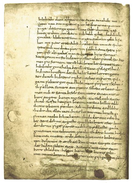 The second page of the Hildebrandslied manuscript