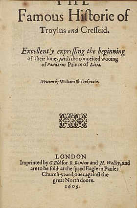 L'Histoire de Troïlus et Cressida, 1609.