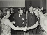 Princess Beatrix and Prince Claus visit the theater as part of the Landjuweel for amateur theatre (April 1969)