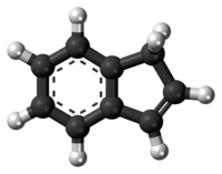 Ball-and-stick model of the indene molecule