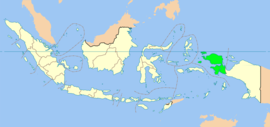 पश्चिम पापुआचे इंडोनेशिया देशाच्या नकाशातील स्थान