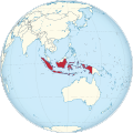 Indonesia on the globe (Indonesia centered)