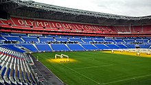 Le Parc Olympique lyonnais, officiellement le Groupama Stadium.