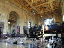 The Grand Hall is inside the entrance (2011). Interior, Union Station (Kansas City) - DSC07829.JPG