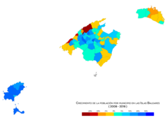 Crecimiento de población por municipio entre 2008 y 2018.