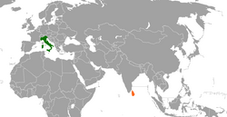 Map indicating locations of Italy and Sri Lanka
