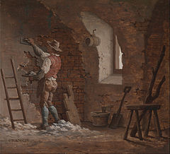 Early 19th Century plasterer at work - painting by John Cranch (1751–1821)