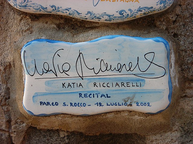 Katia Ricciarelli's signature on the Muretto [it] in Alassio