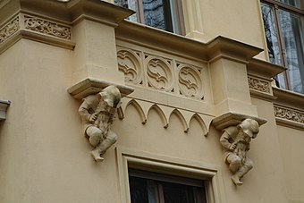 Gothic Revival corbel supported balcony in Potsdam (Germany)
